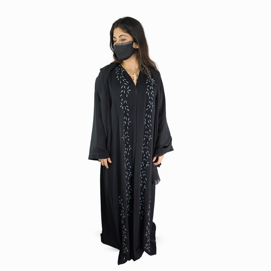 Midnight Azure Embroidered Abaya