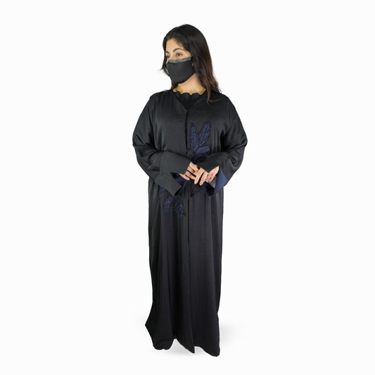 Noir Leaf Embellished Abaya