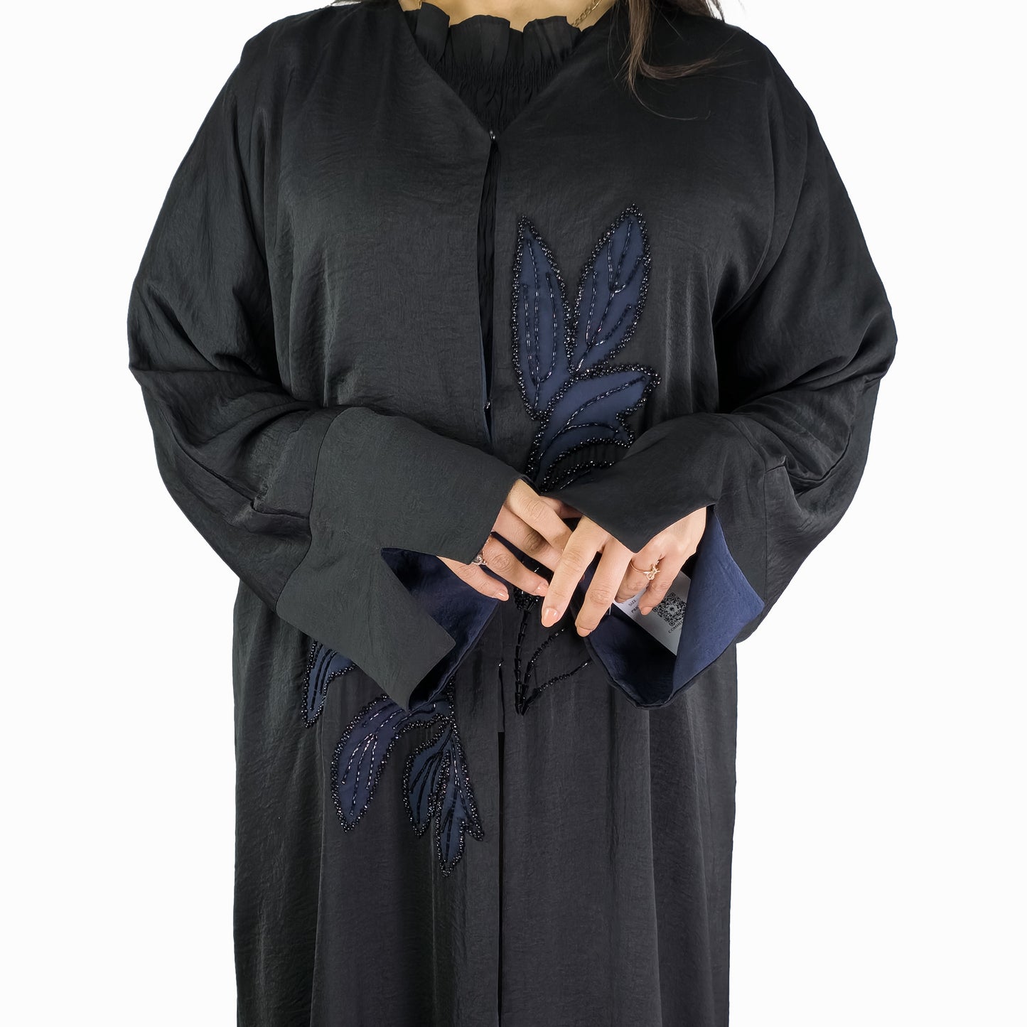 Noir Leaf Embellished Abaya
