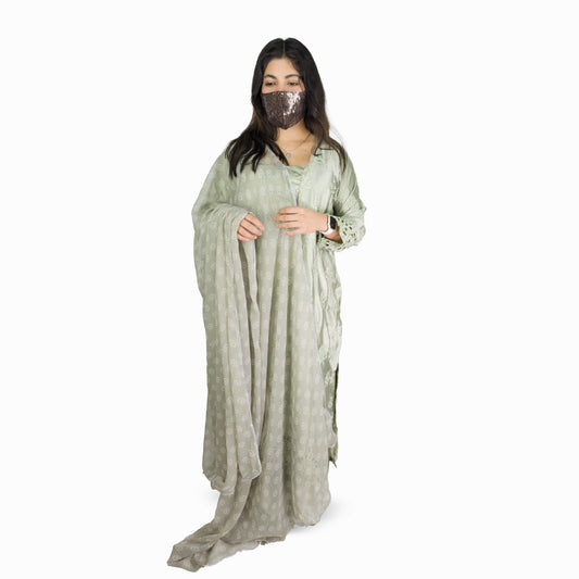 Sage Green Embroidered Pakistani Suit