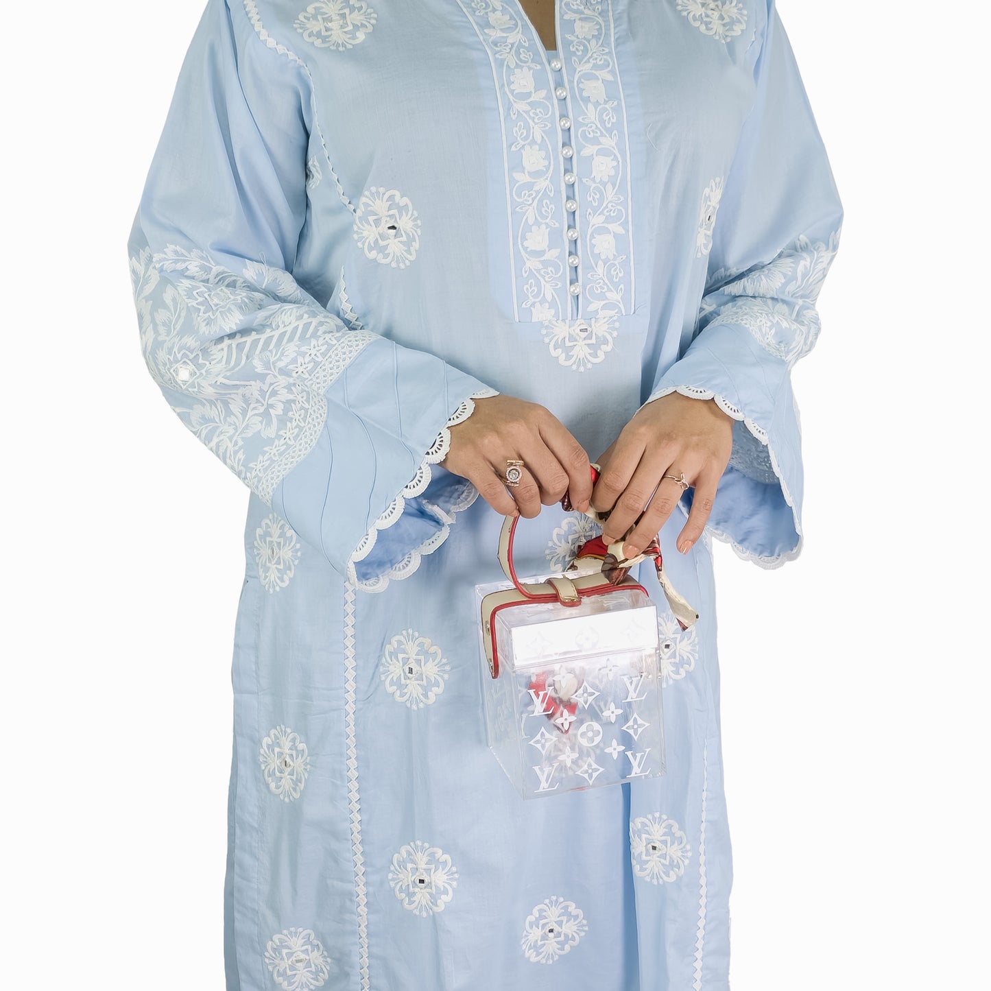Sky Blue Embroidered Pakistani Suit