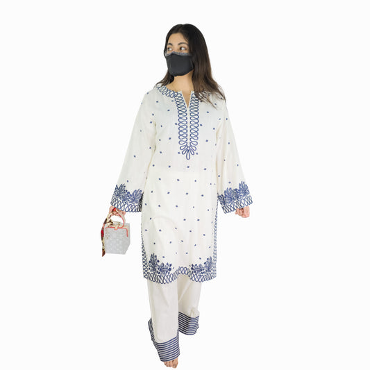 Ivory Embroidered Pakistani Suit