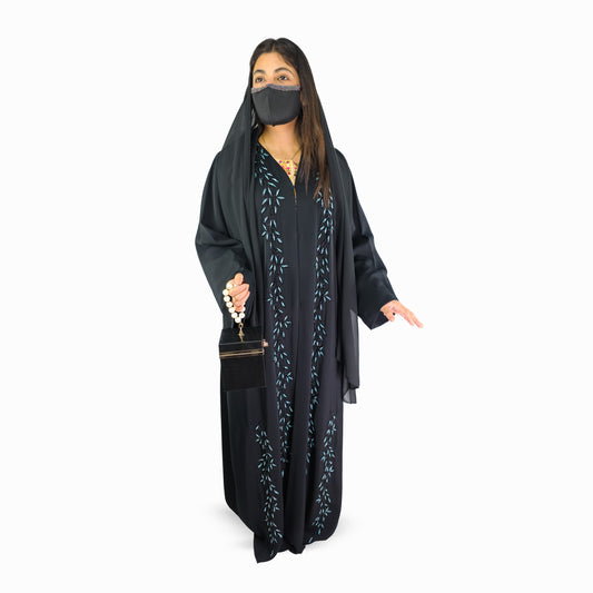 Midnight Azure Embroidered Abaya