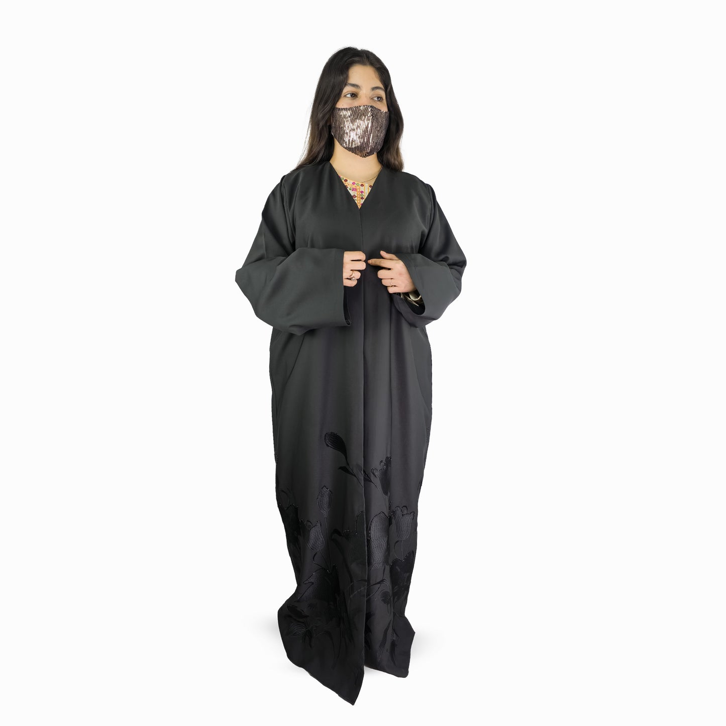 Midnight Bloom Winter Abaya
