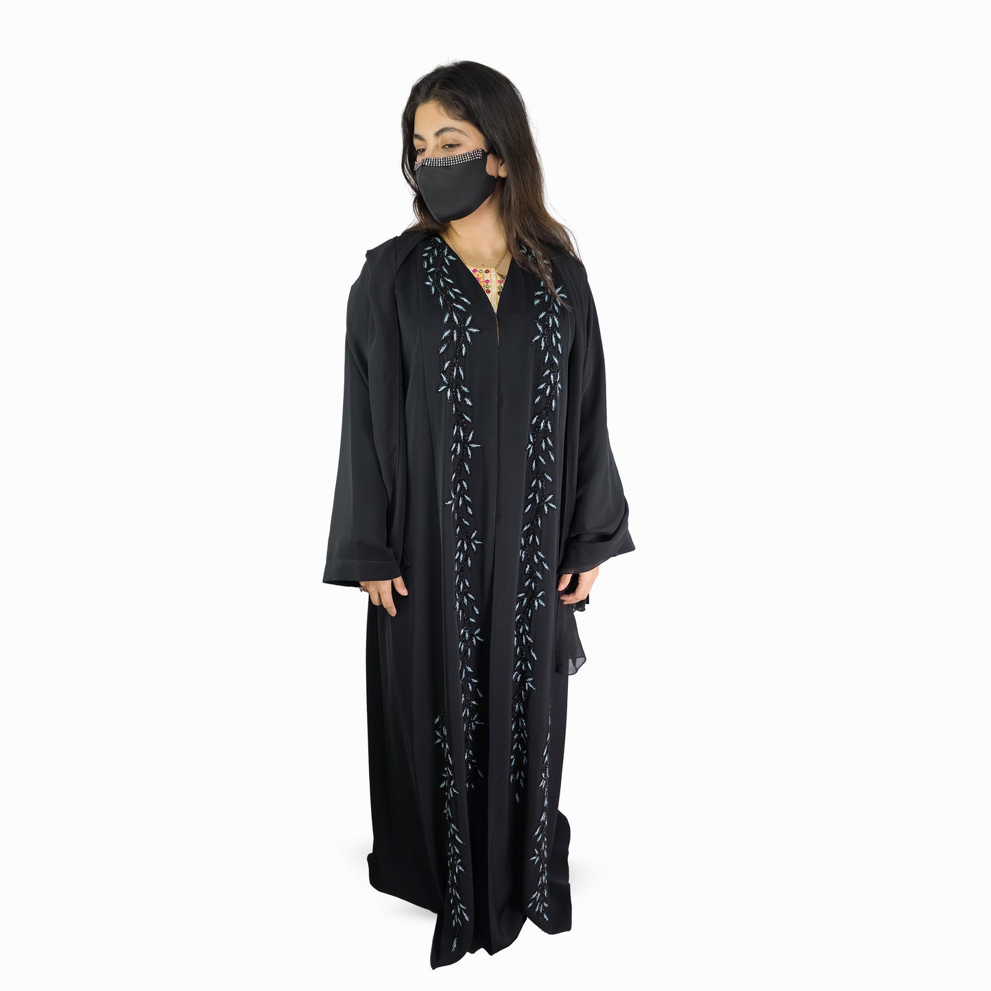 Midnight Azure Embroidered Abaya