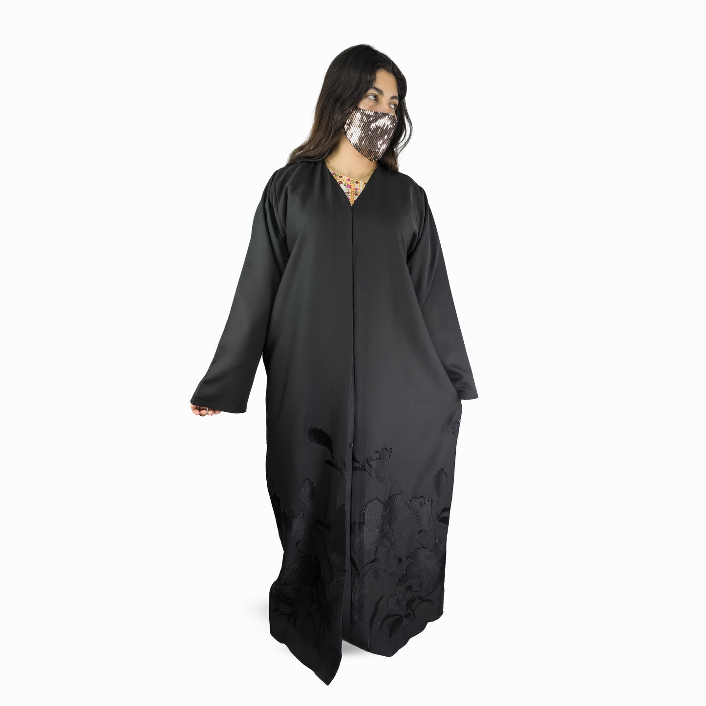 Midnight Bloom Winter Abaya