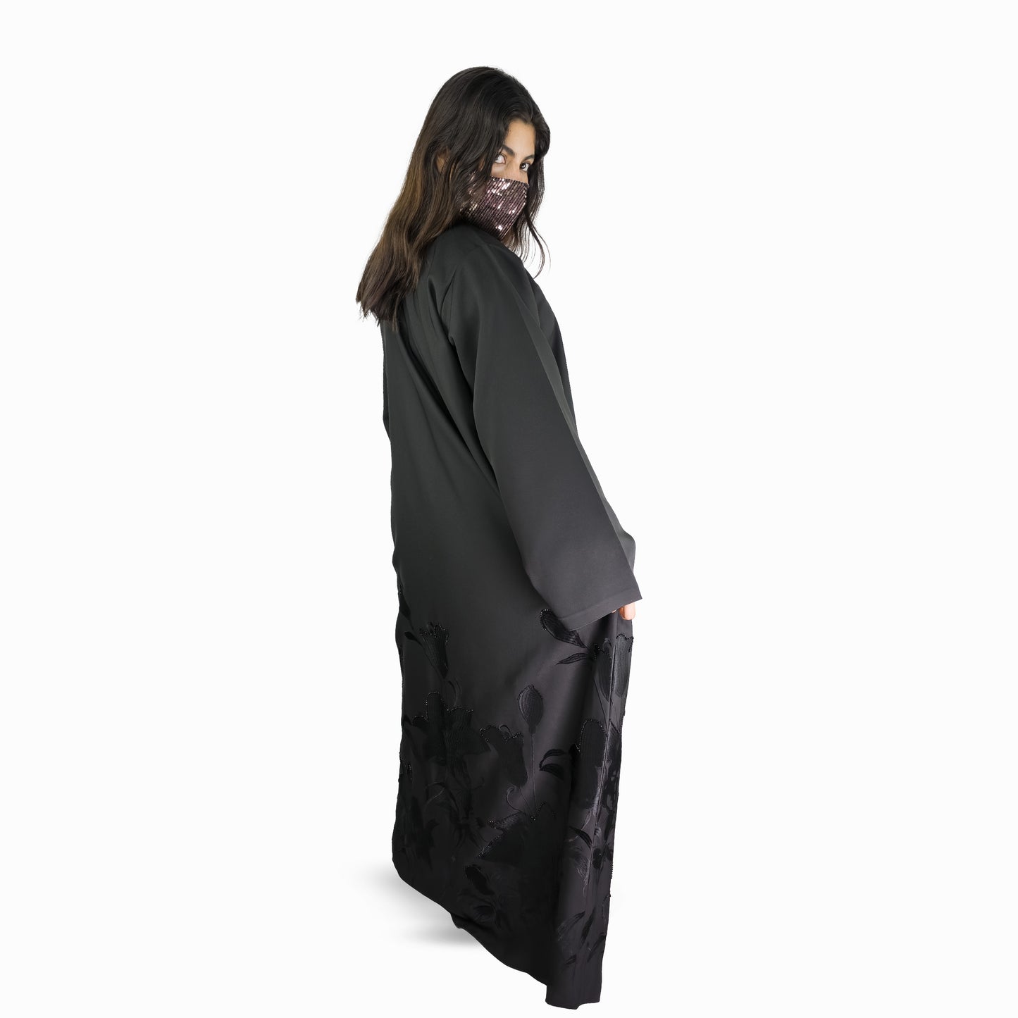 Midnight Bloom Winter Abaya