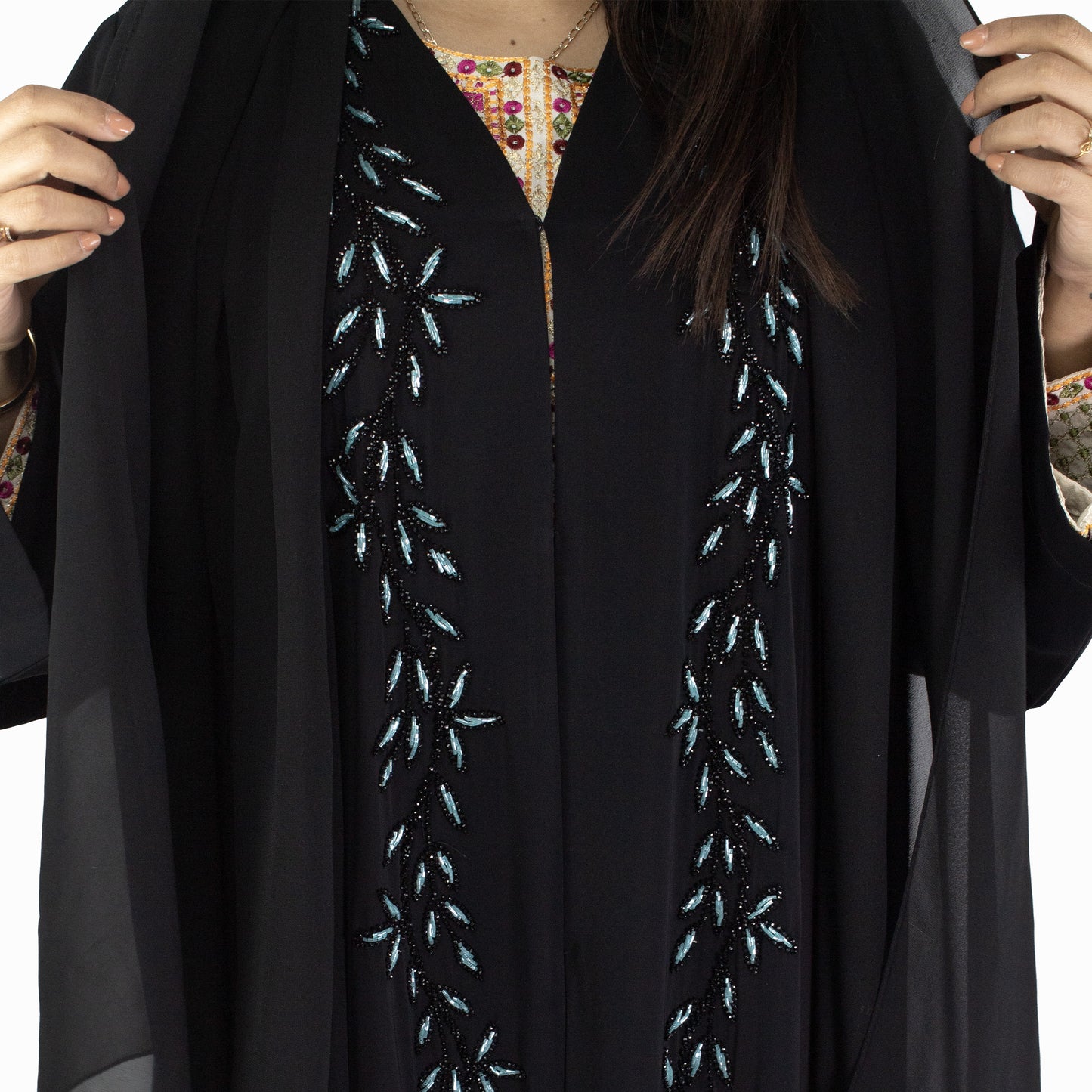 Midnight Azure Embroidered Abaya