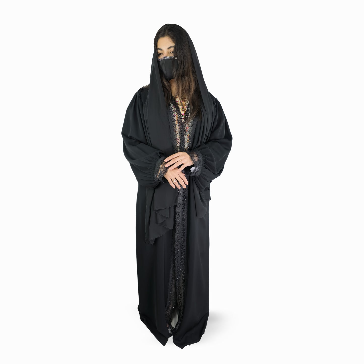 Noir Lace Elegance Abaya