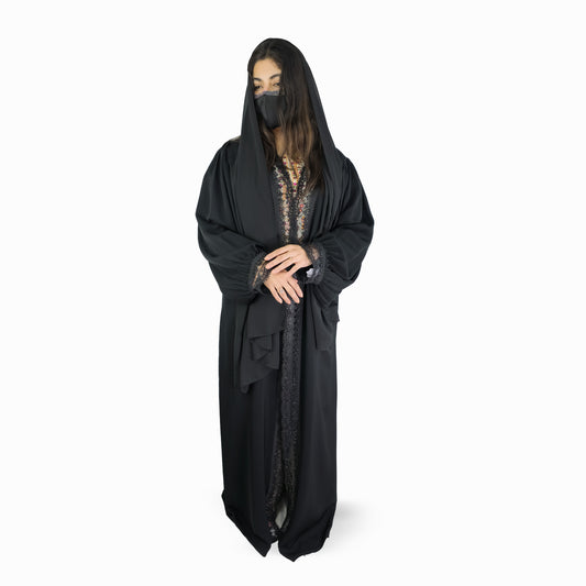 Noir Lace Elegance Abaya