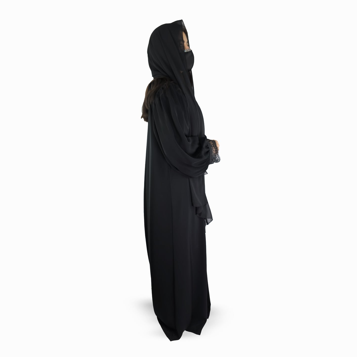 Noir Lace Elegance Abaya