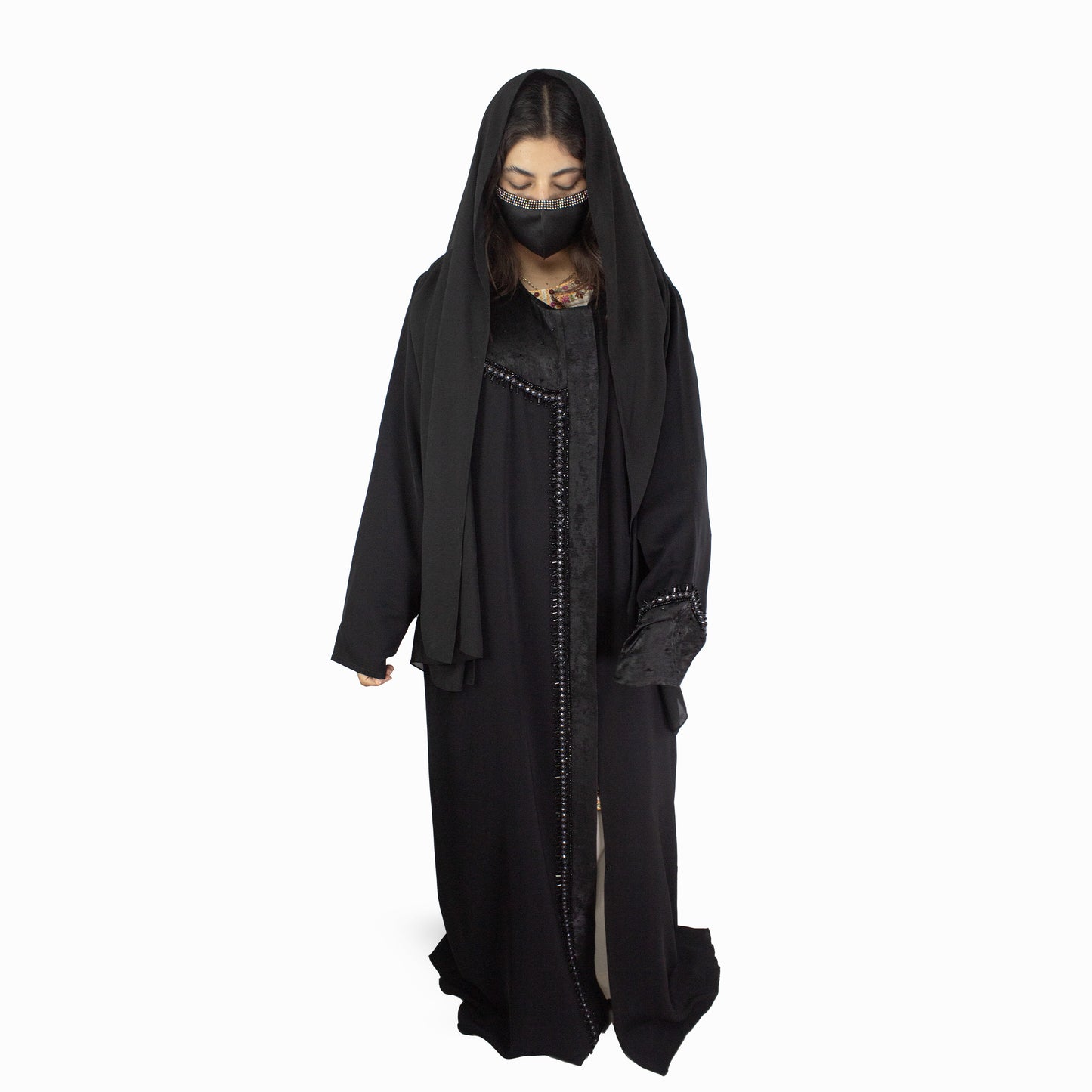 Midnight Velvet Embellished Abaya