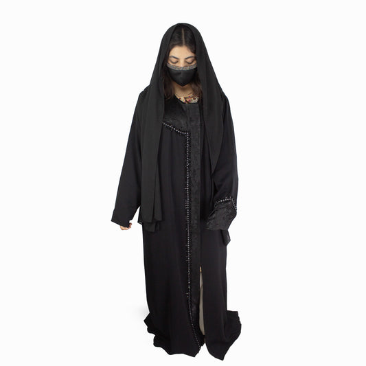 Midnight Velvet Embellished Abaya