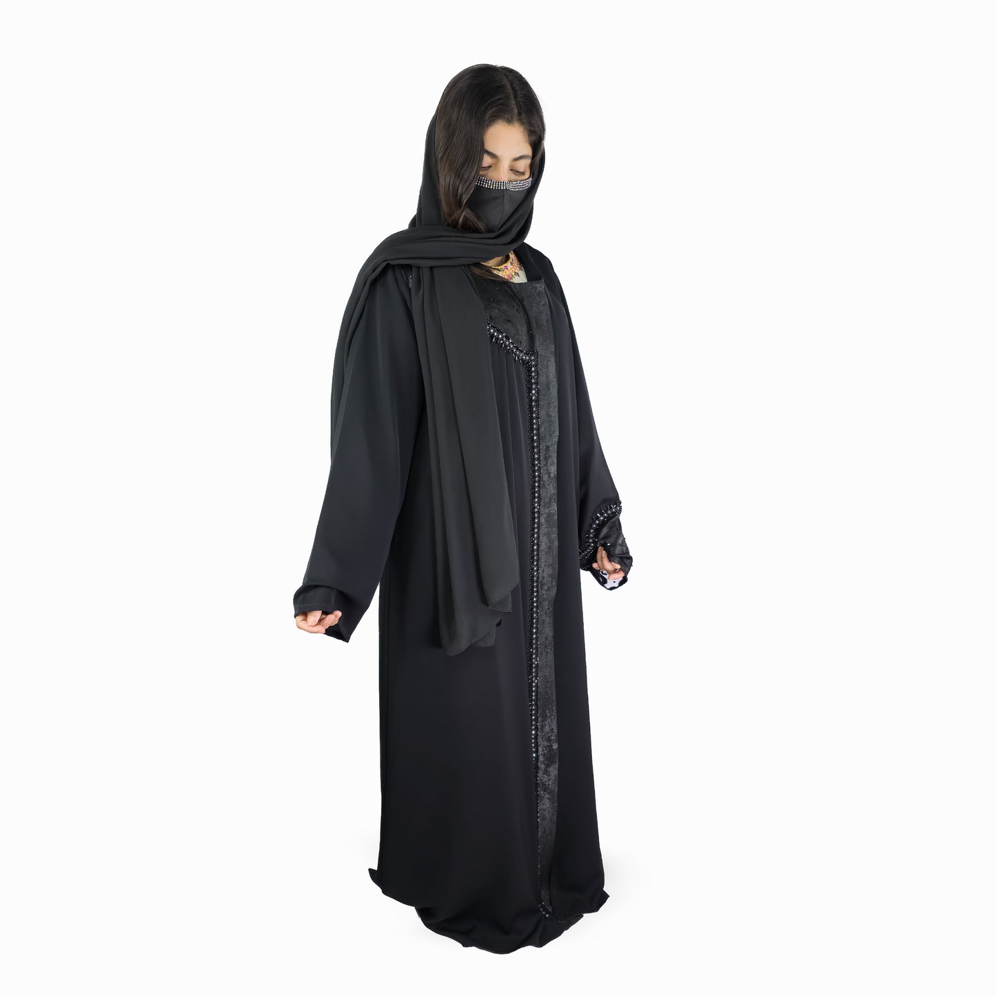 Midnight Velvet Embellished Abaya