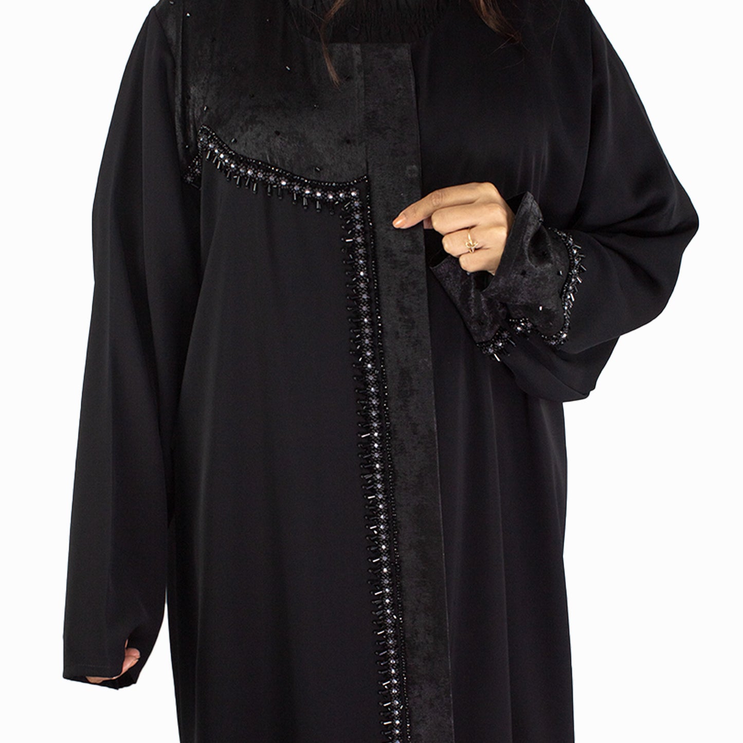 Midnight Velvet Embellished Abaya