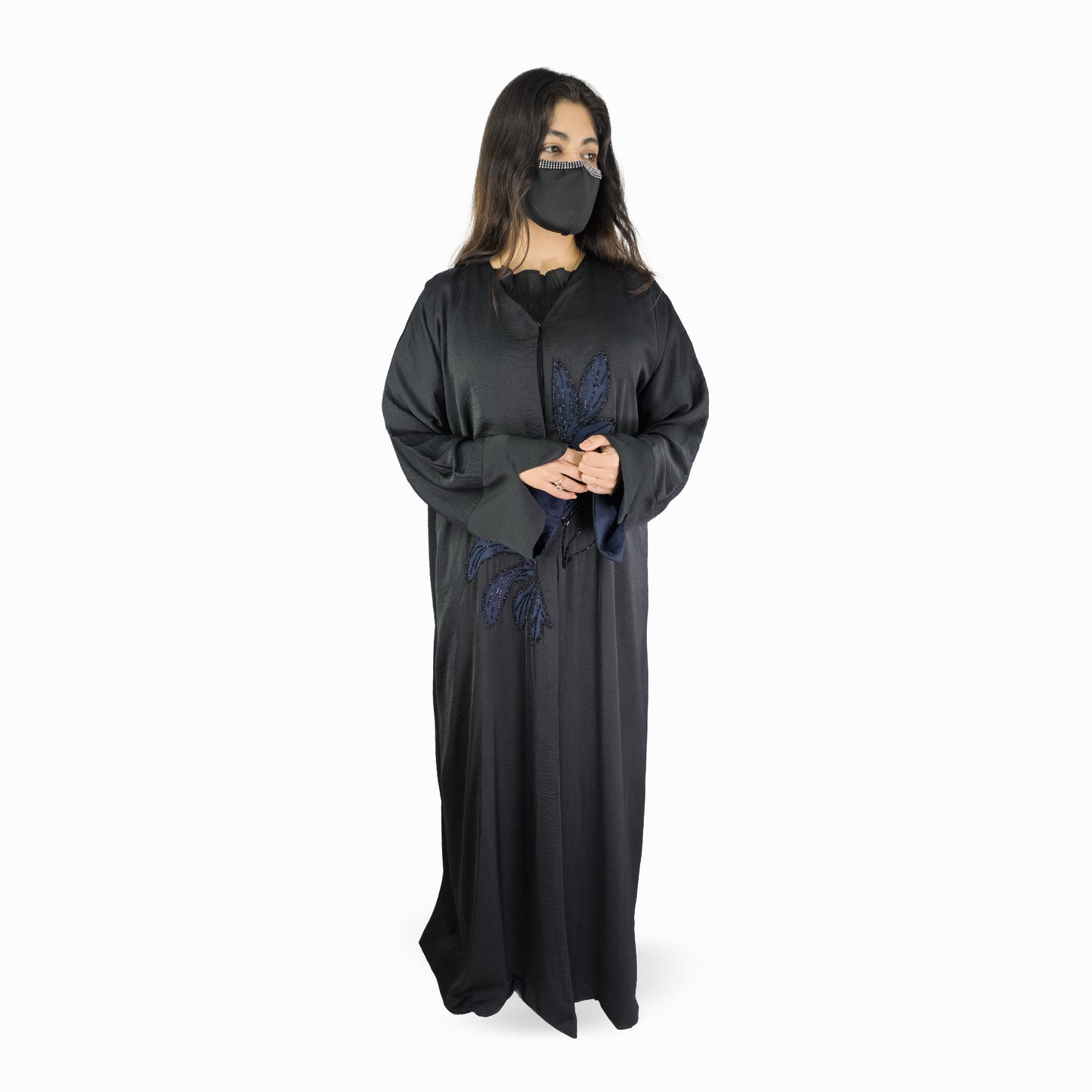 Noir Leaf Embellished Abaya