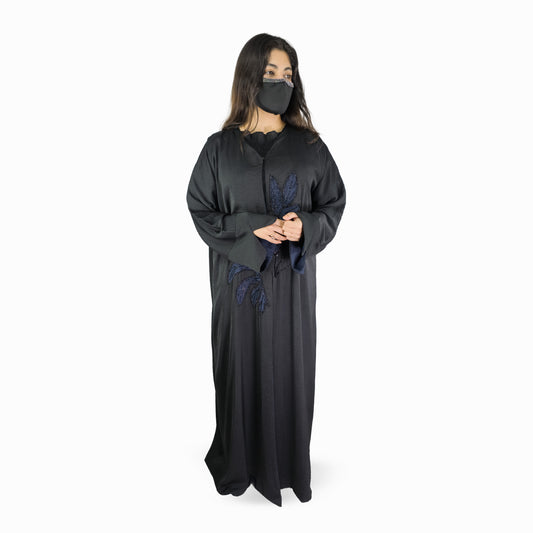Noir Leaf Embellished Abaya