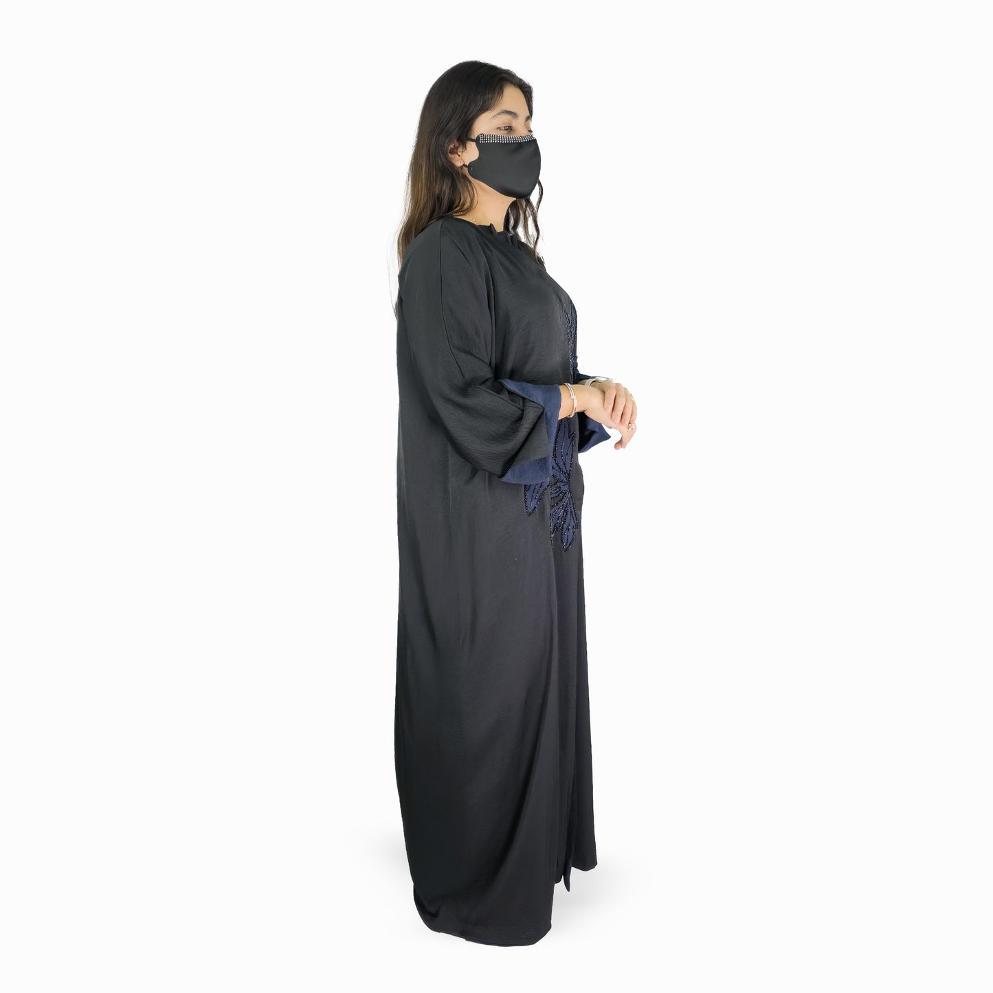 Noir Leaf Embellished Abaya