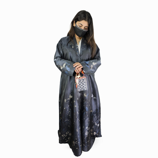 Midnight Butterfly Print Abaya