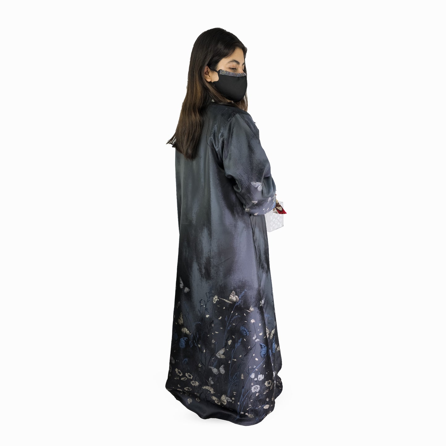 Midnight Butterfly Print Abaya