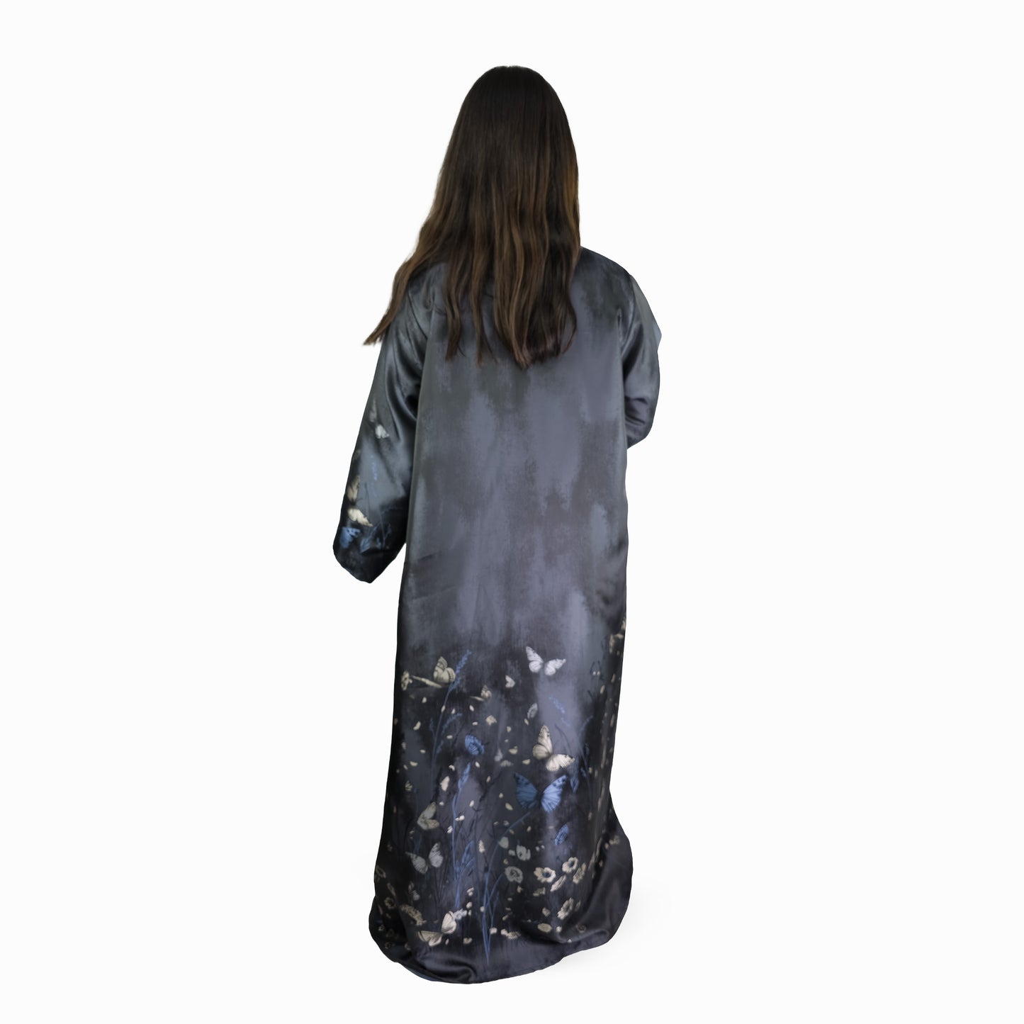Midnight Butterfly Print Abaya