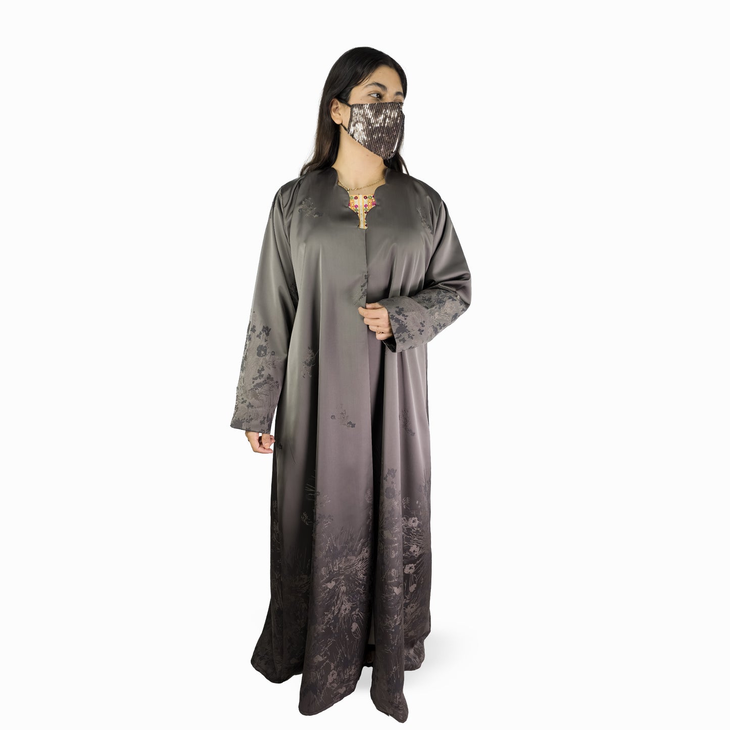 Mocha Winter Printed Abaya