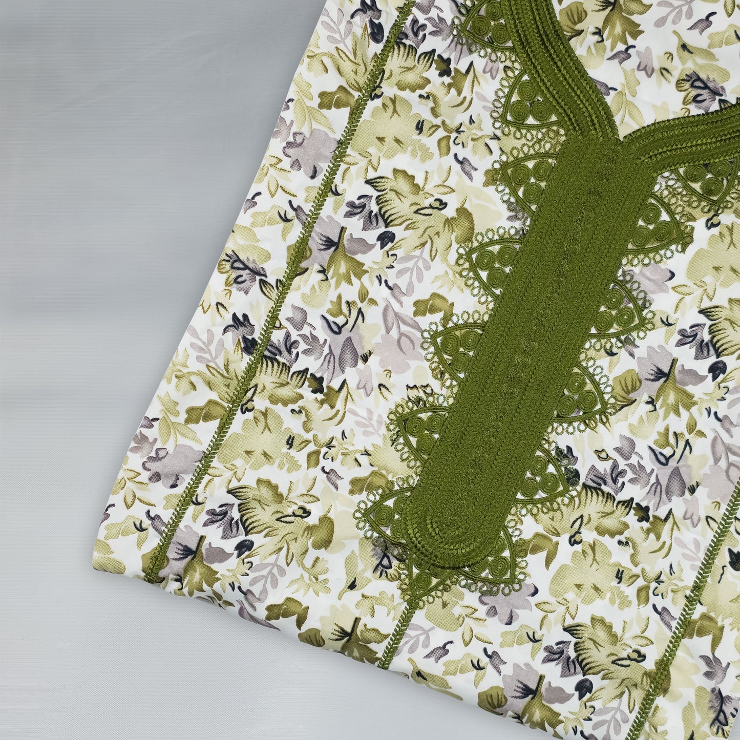 Floral Emirati Mukhawar – Cream & Olive Green