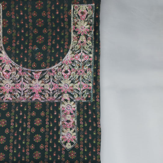 Emirati Mukhawar – Dark Green with Pink Floral Embroidery