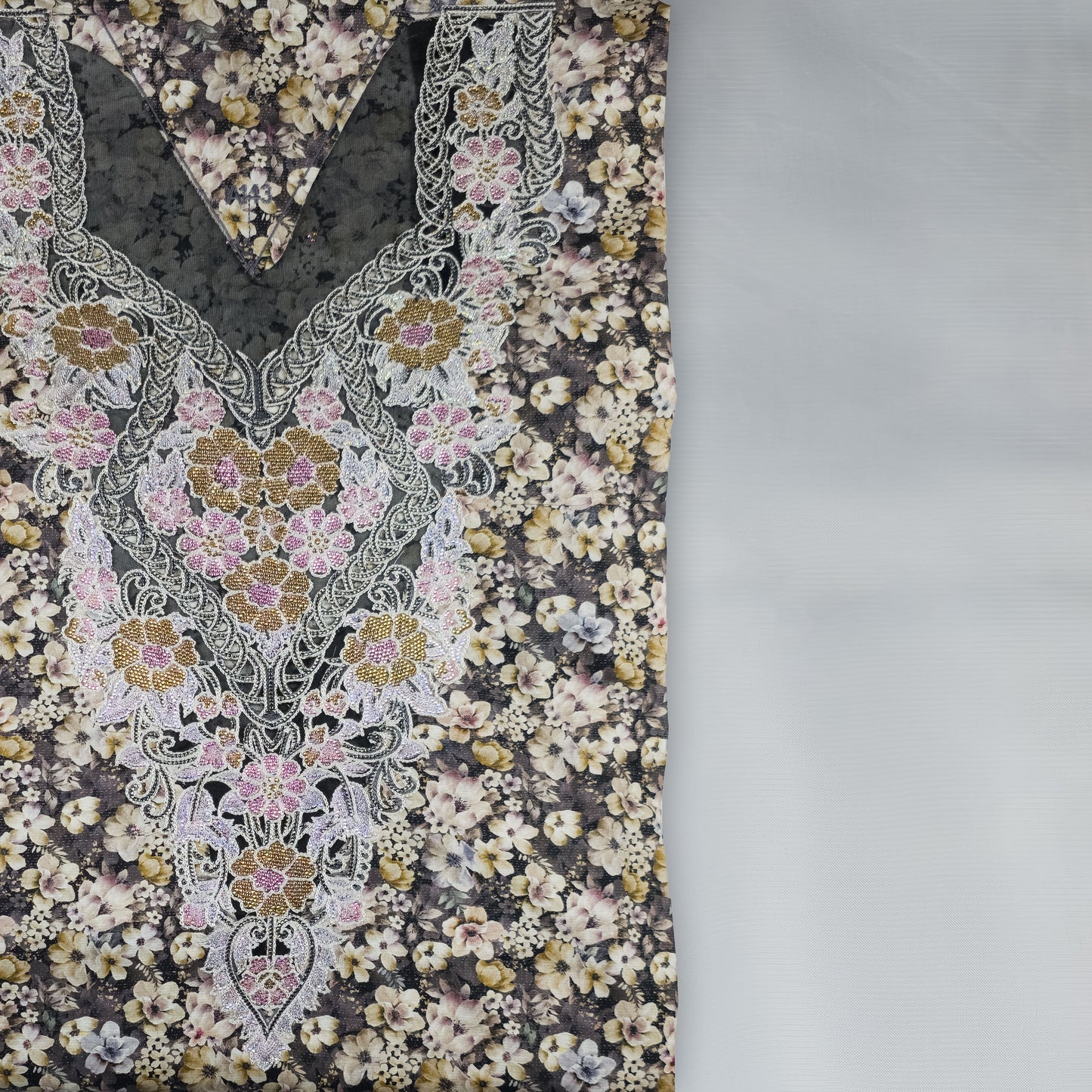 Emirati Mukhawar – Brown Floral with Pink & Gold Embroidery and Crystal