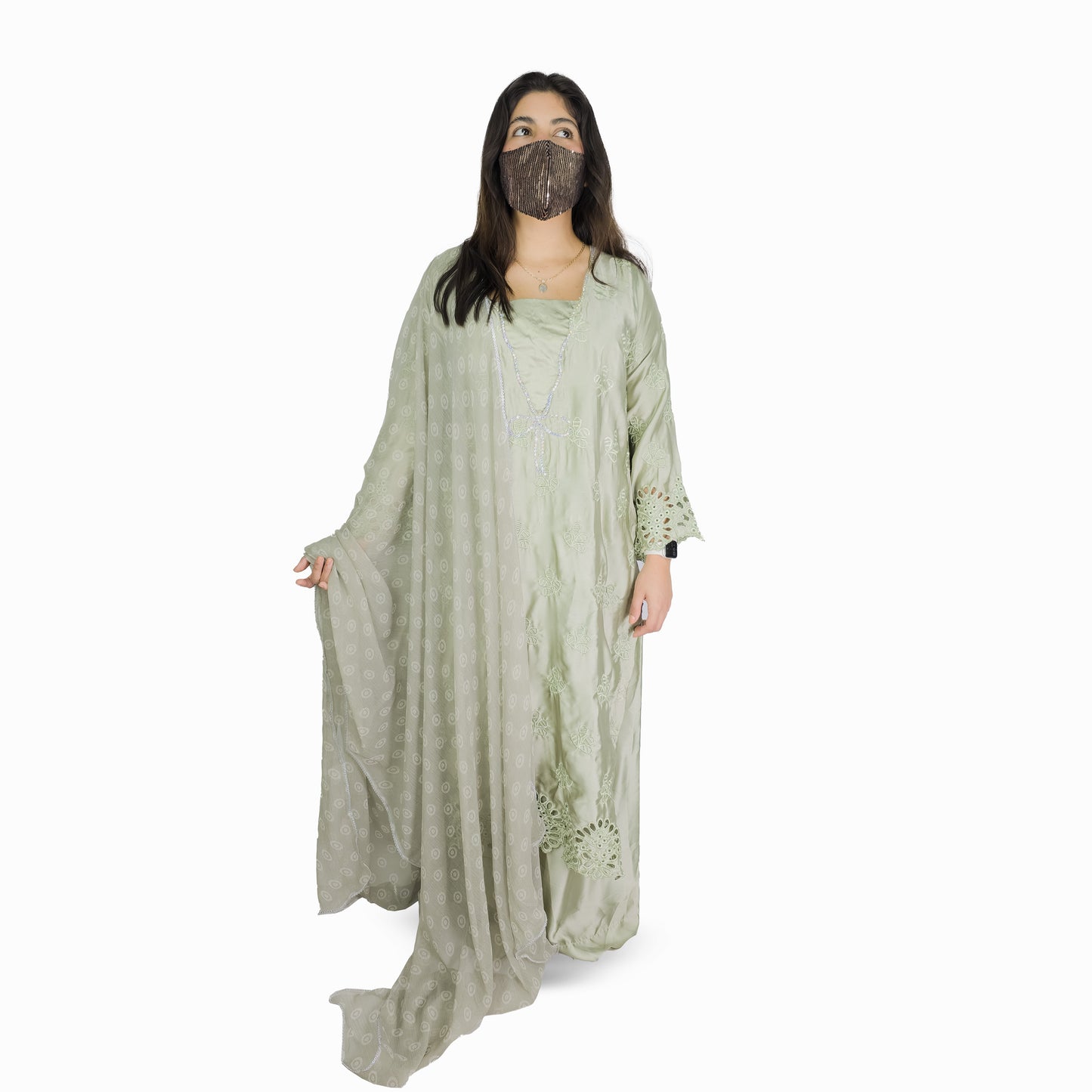 Sage Green Embroidered Pakistani Suit
