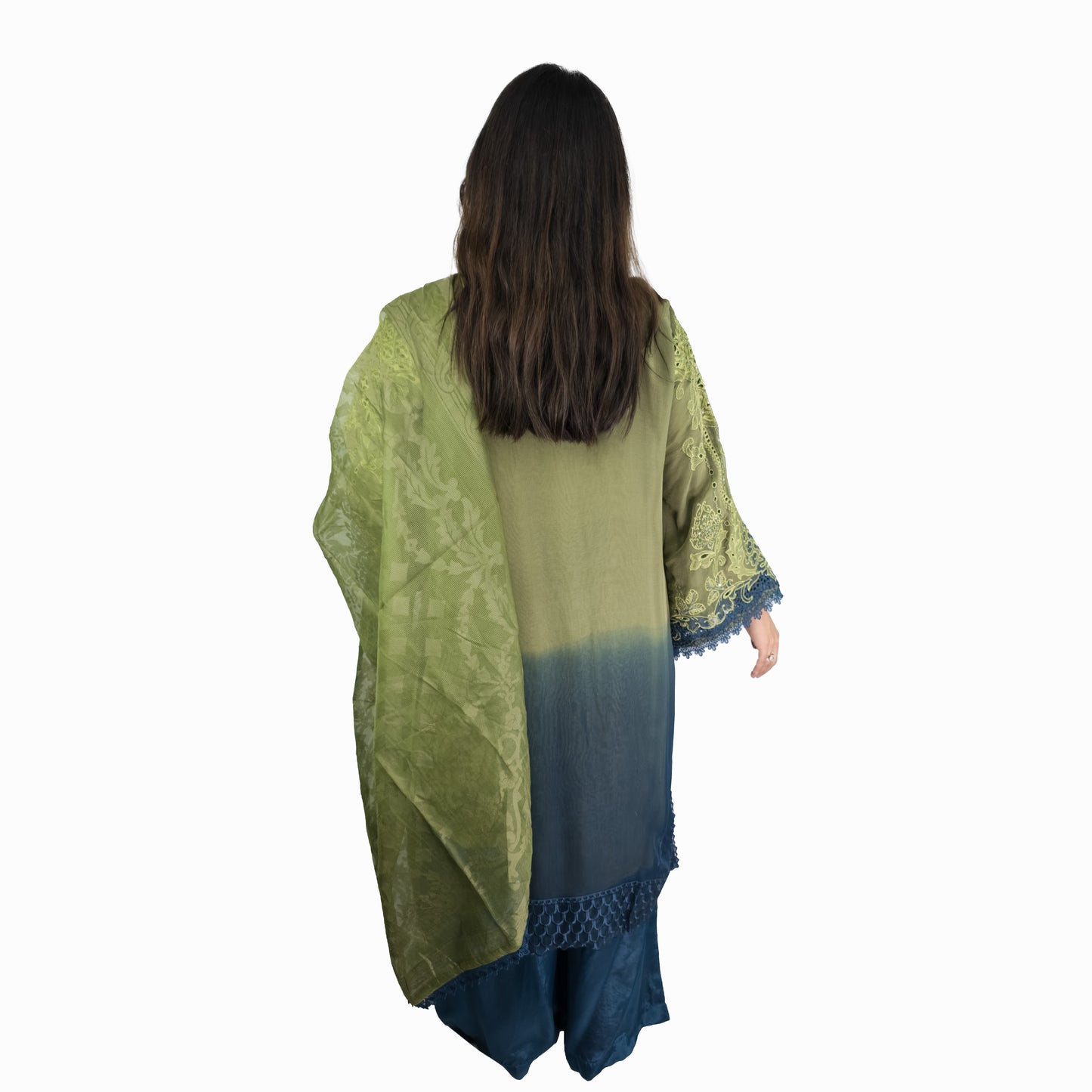 Olive Green Embroidered Pakistani Suit